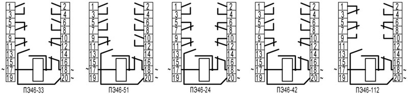 ПЭ46, ПЭ46-1 - схемы подключения