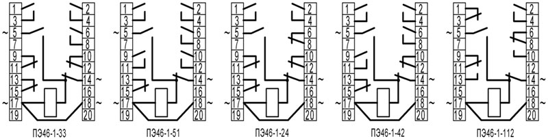 ППЭ46, ПЭ46-1 - схемы подключения